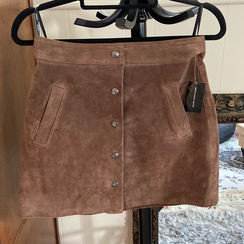 Suede Button Down Skirt